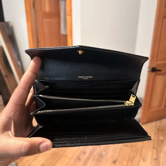 Yves Saint Laurent Black Leather Wallet with Gold Logo - Picture 4 of 8